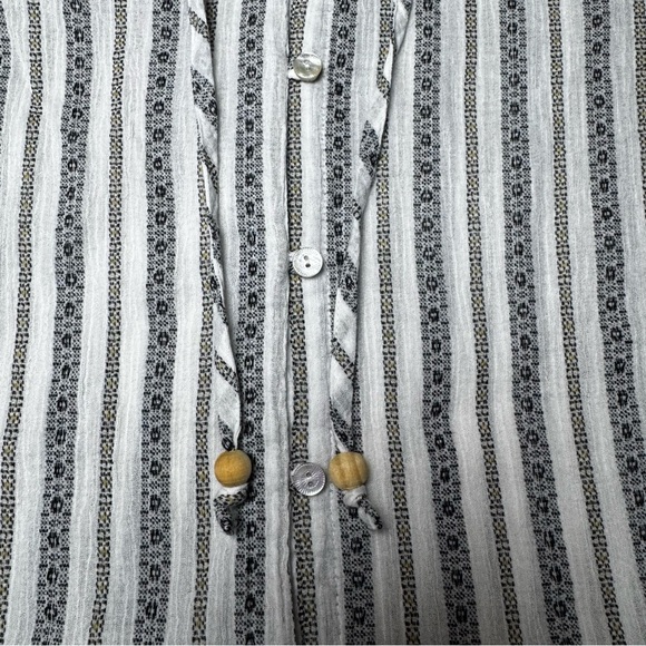 J.Jill Striped 100% Cotton Peplum Blouse Tassel Tie Boho Top Women’s Medium - Picture 6 of 9